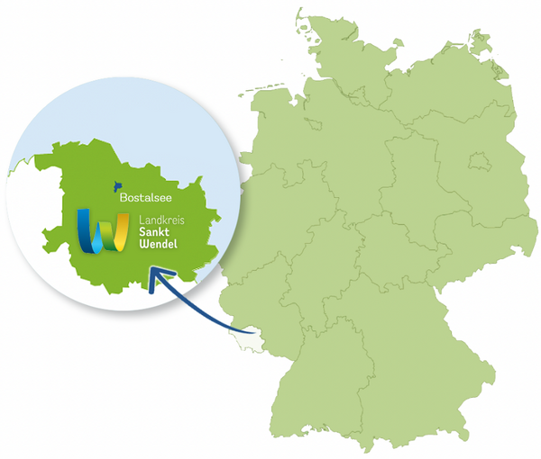 Karte, die die Lage des Landkreises St. Wendel in Deutschland zeigt